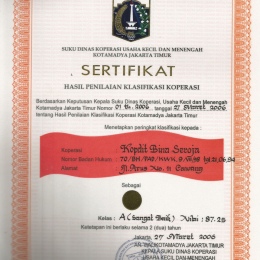 Predikat Koperasi Sehat dari Dinas Koperasi & UMKM Jakarta Timur Tahun 2006